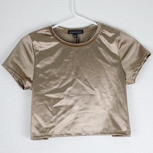 Electrica women's top sz medium crop top metallic champagne nwt